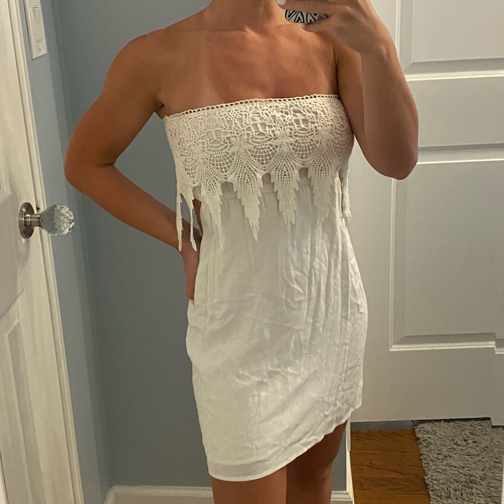 Cotton Candy Strapless Dress White
